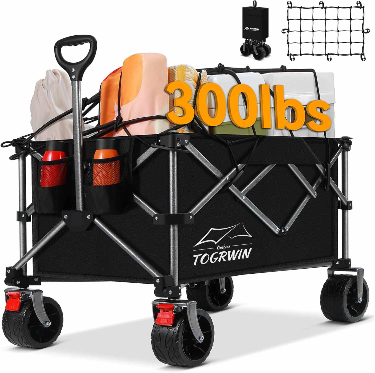 Torgwin Camping Cart Foldable All Terrain Wagon Folding Beach Wagon